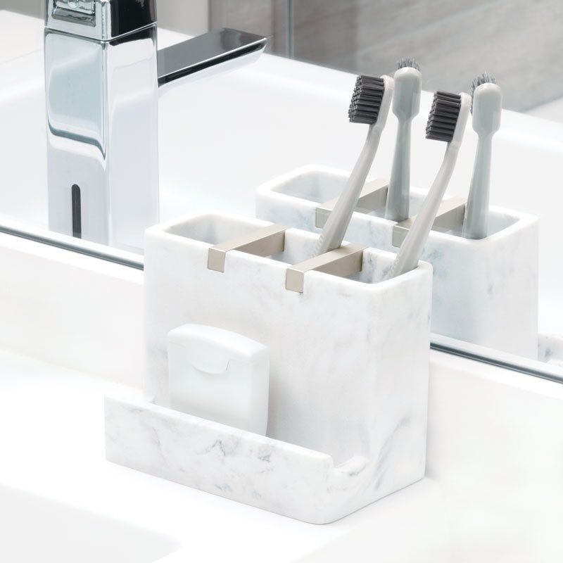 iDesign Dakota Vanity Center in White Marble and Matte Satin - Image 5