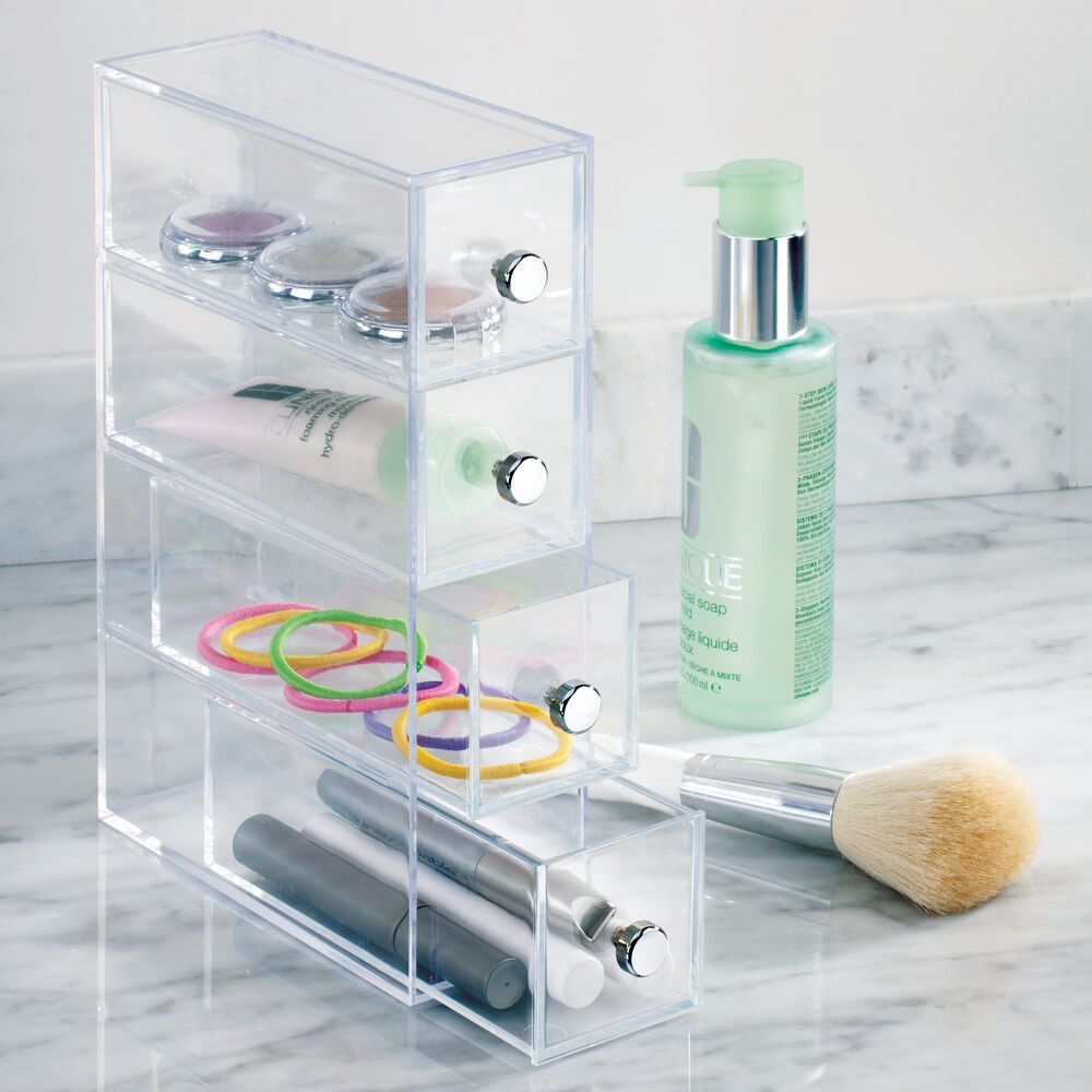 iDesign Drawers Tower - 4 Drawer Flip in Clear - Image 3