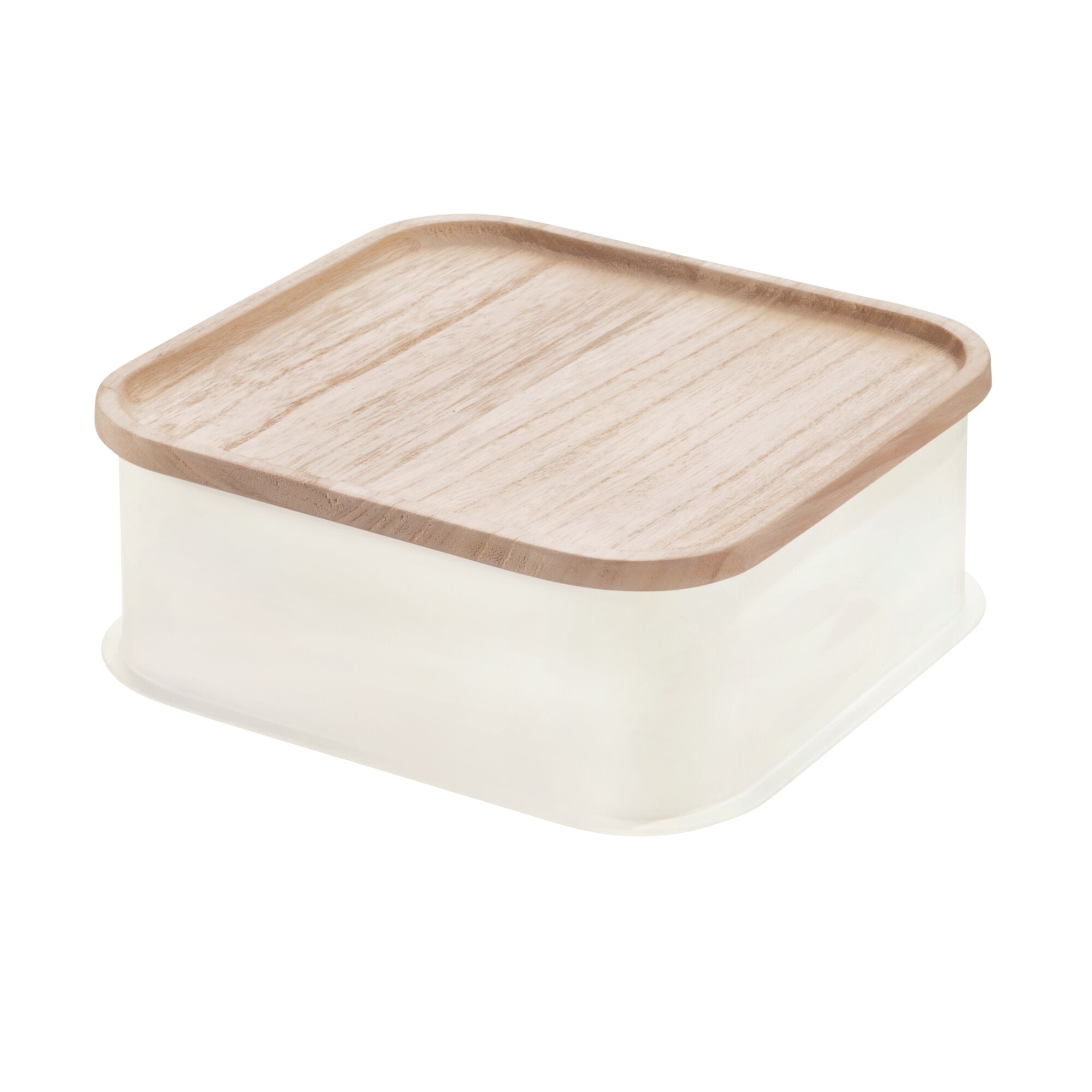 iDesign Eco BPA-Free Plastic Medium Lidded Storage Bin. Coconut/Wood - Image 4