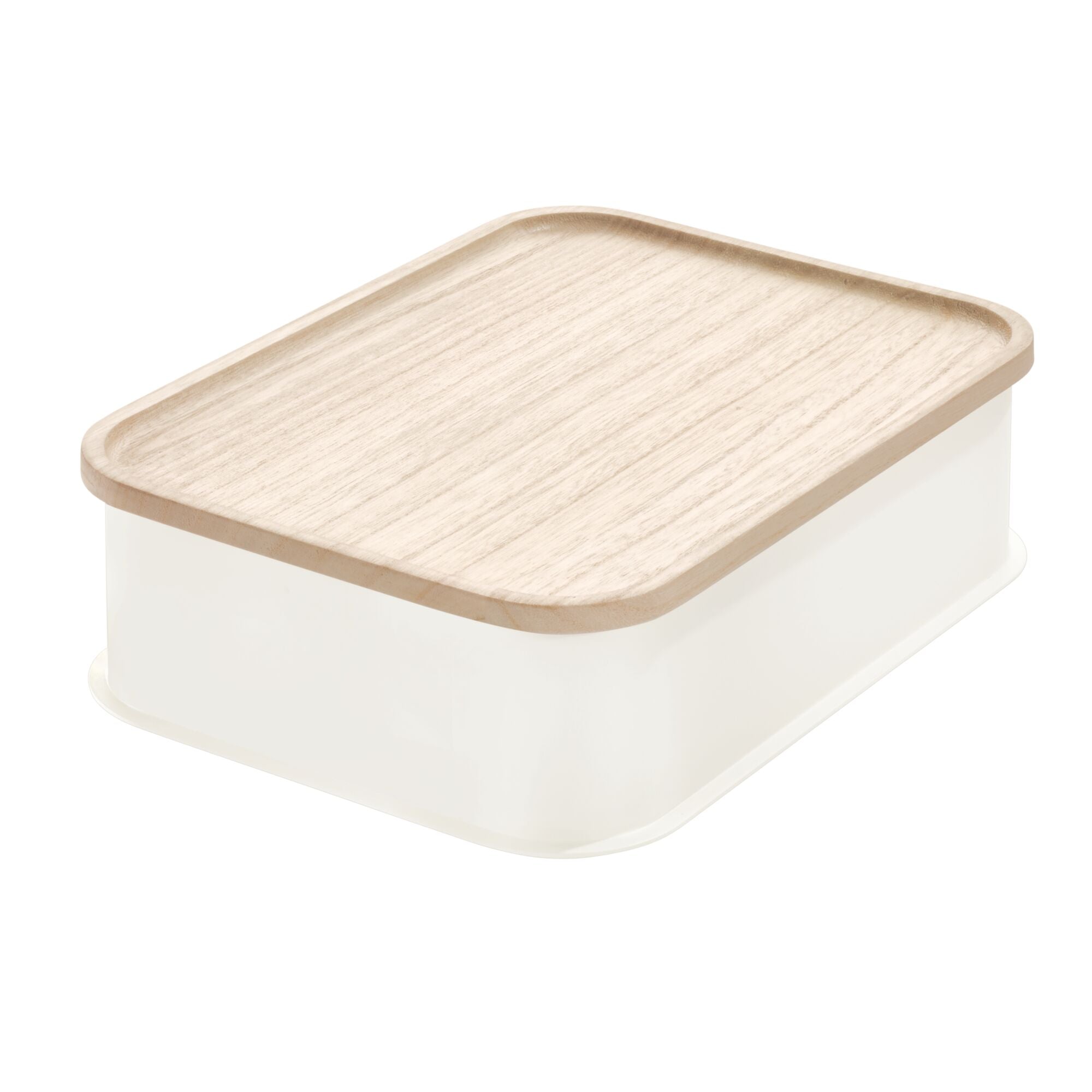 iDesign Eco BPA-Free Plastic Medium Lidded Storage Bin. Coconut/Wood - Image 7