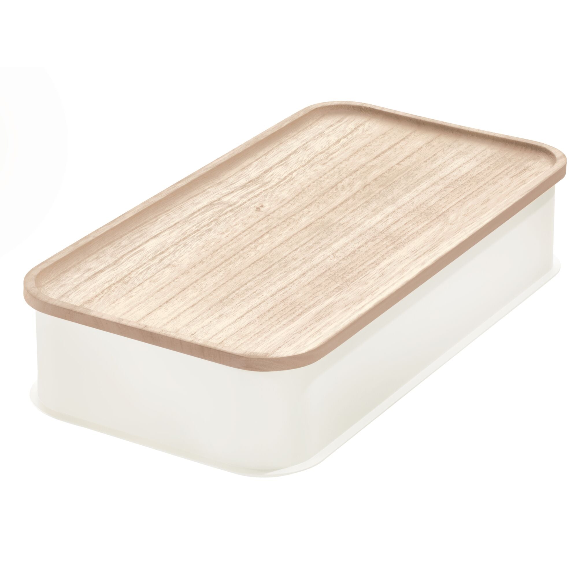 iDesign Eco BPA-Free Plastic Medium Lidded Storage Bin. Coconut/Wood - Image 12