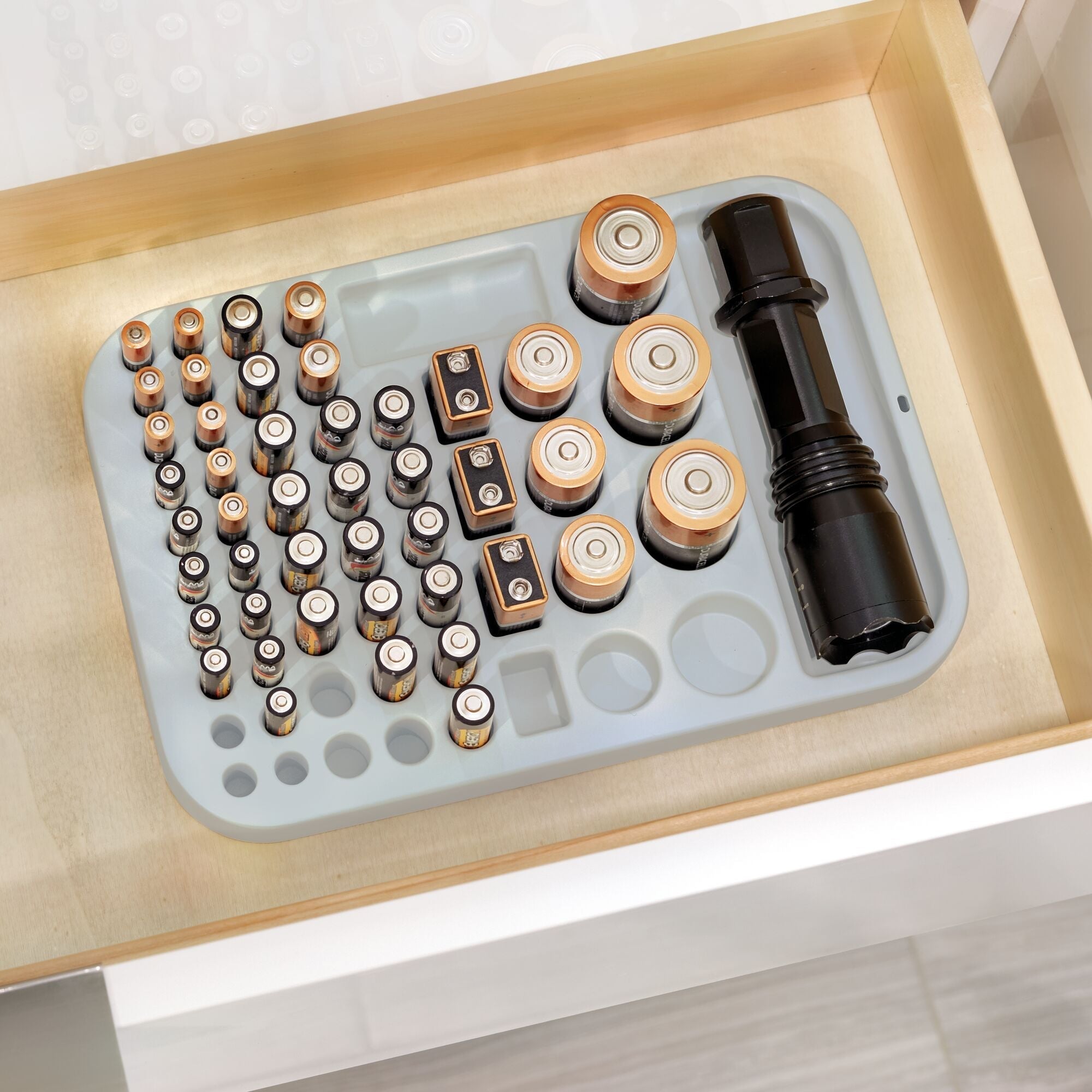iDesign Eco BPA-Free Recycled Plastic Divided Battery Organizer Insert. Gray - Image 4
