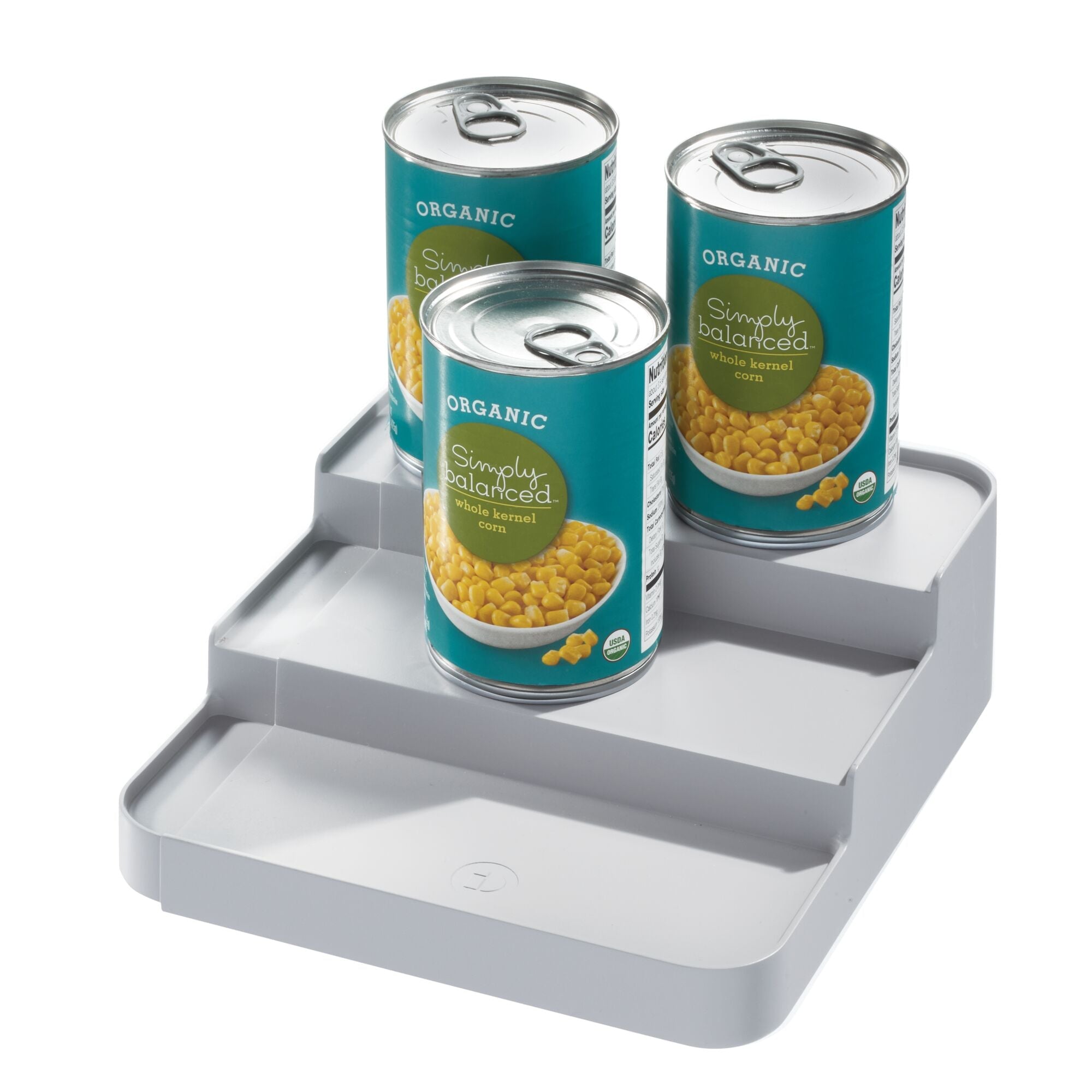 iDesign Eco BPA-Free Recycled Plastic Expandable 3-Tier Stadium Spice Rack with Side Caddy. Flint - Image 6