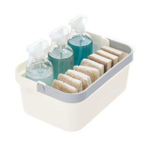 iDesign Eco BPA-Free Recycled Plastic Large Storage Tote with Handle. Coconut/Flint