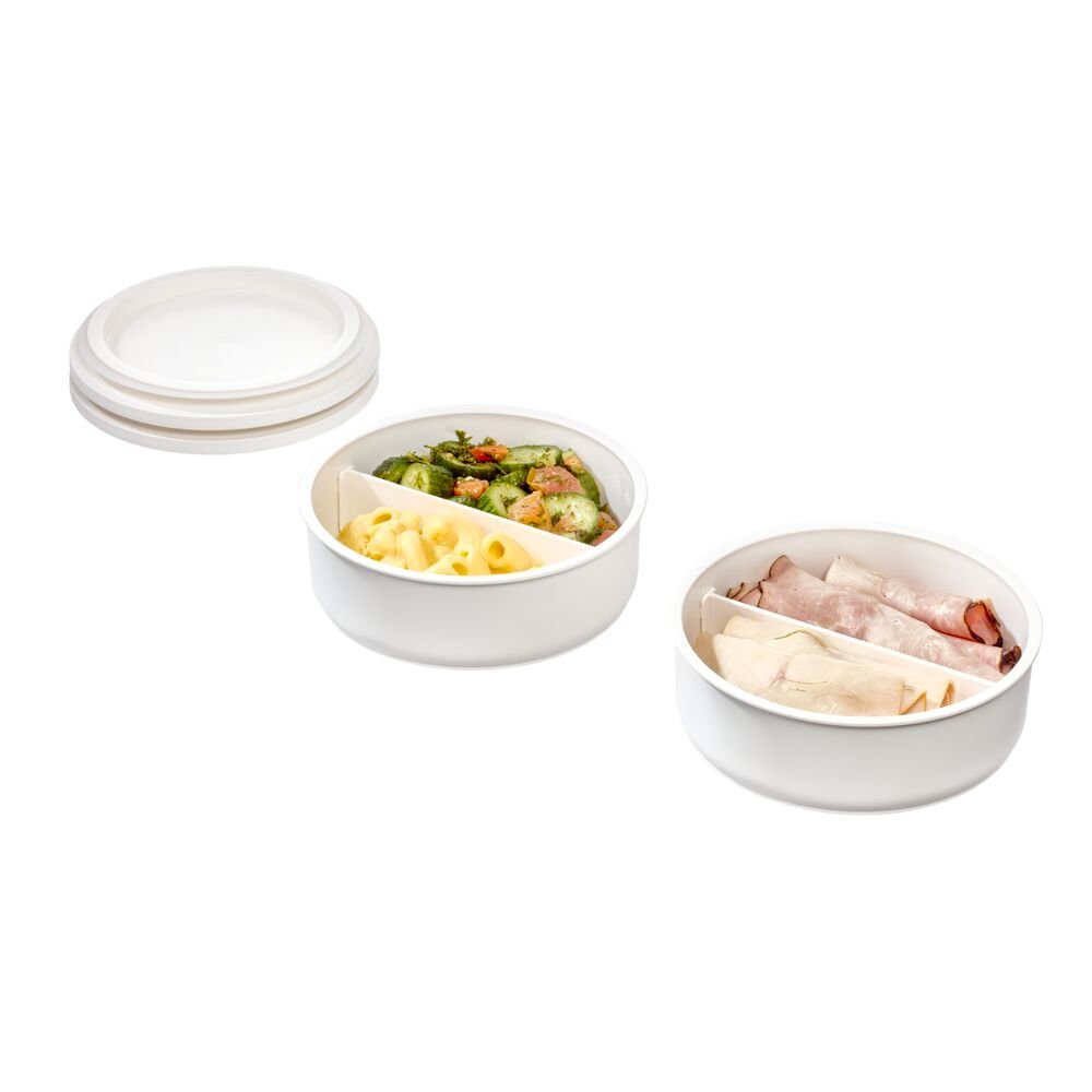 iDesign Eco Divided Food Storage Container Made from Recycled Plastic with Lids. Set of 2. Coconut - Image 5