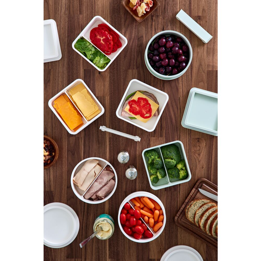iDesign Eco Divided Food Storage Containers Made from Recycled Plastic with Lids in Coconut - Image 5