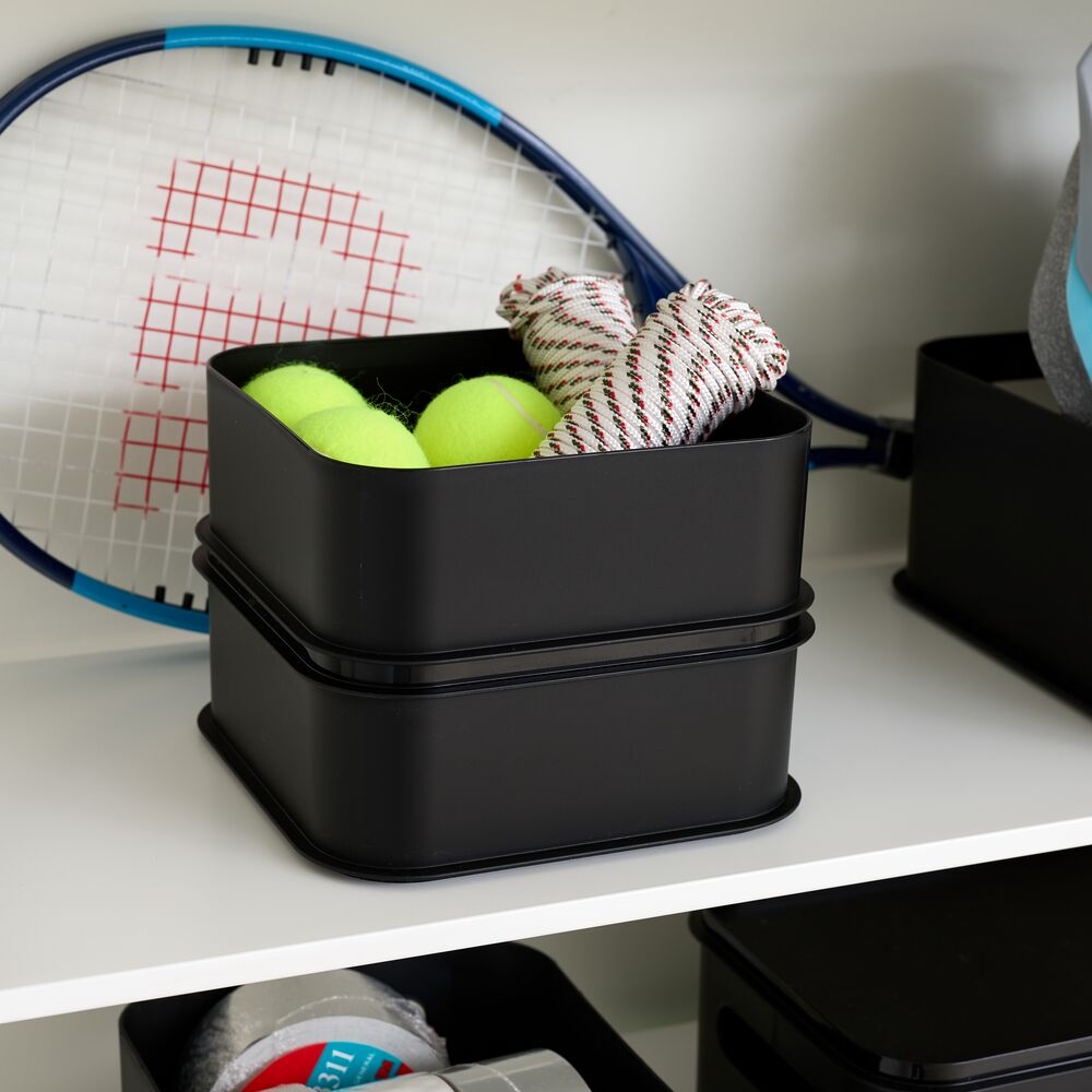 iDesign Eco Garage Bins with Lid. Made from Recycled Plastic. Set of 2. Matte Black - Image 3
