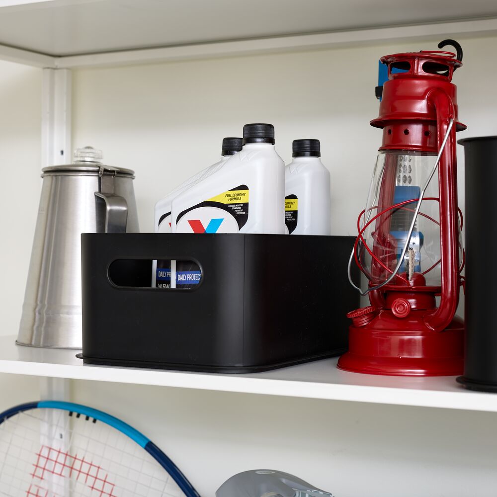 iDesign Eco Garage Storage Handled Bins with Lid. Made from Recycled Plastic. Matte Black - Image 6