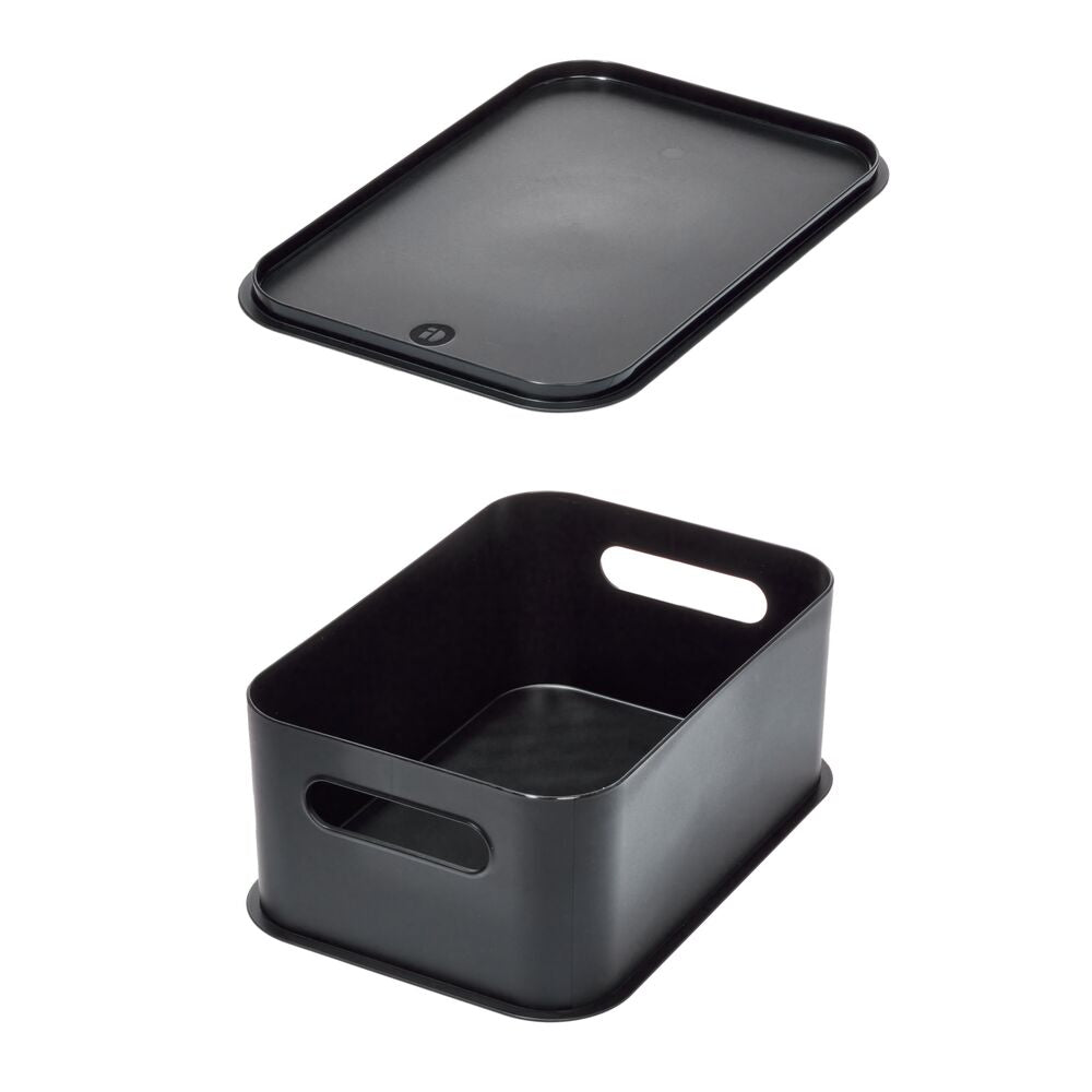 iDesign Eco Garage Storage Handled Bins with Lid. Made from Recycled Plastic. Matte Black - Image 8
