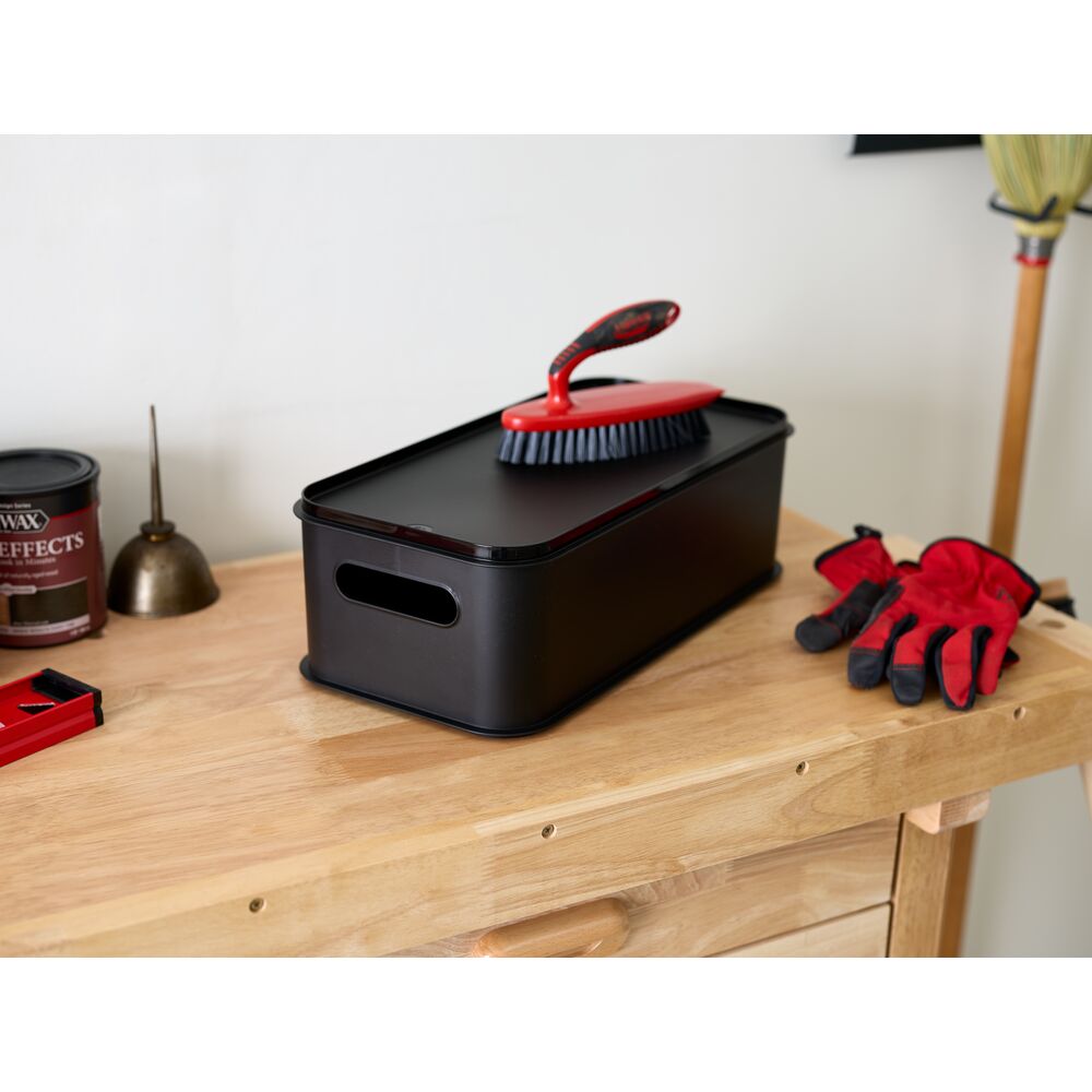 iDesign Eco Garage Storage Handled Bins with Lid. Made from Recycled Plastic. Matte Black - Image 5