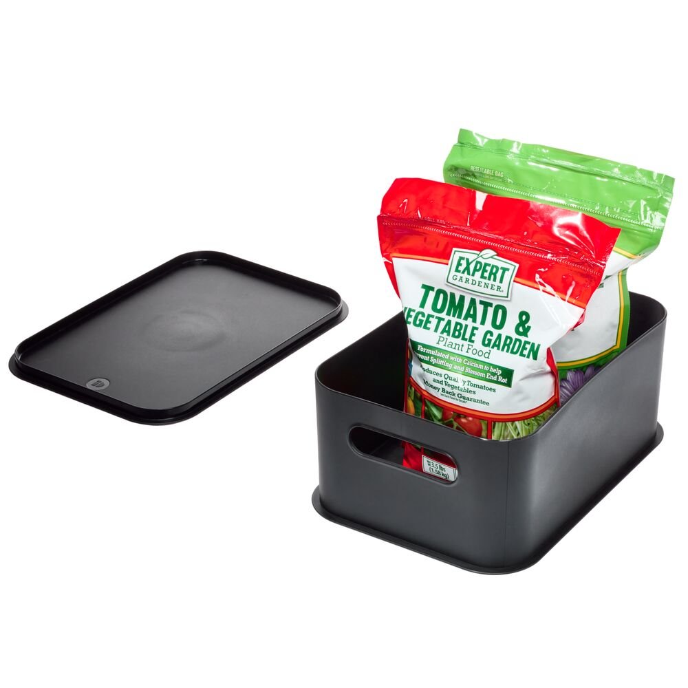iDesign Eco Garage Storage Handled Bins with Lid. Made from Recycled Plastic. Matte Black - Image 9