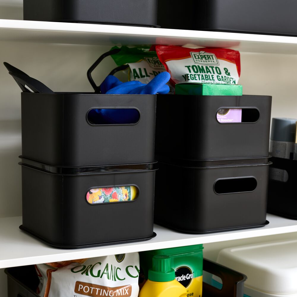 iDesign Eco Garage Storage Starter Set. Made from Recycled Plastic. Set of 6. Matte Black - Image 3
