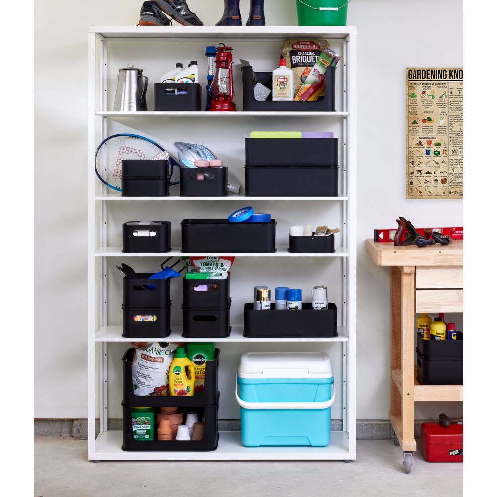 iDesign Eco Garage Storage Starter Set. Made from Recycled Plastic. Set of 6. Matte Black - Image 4