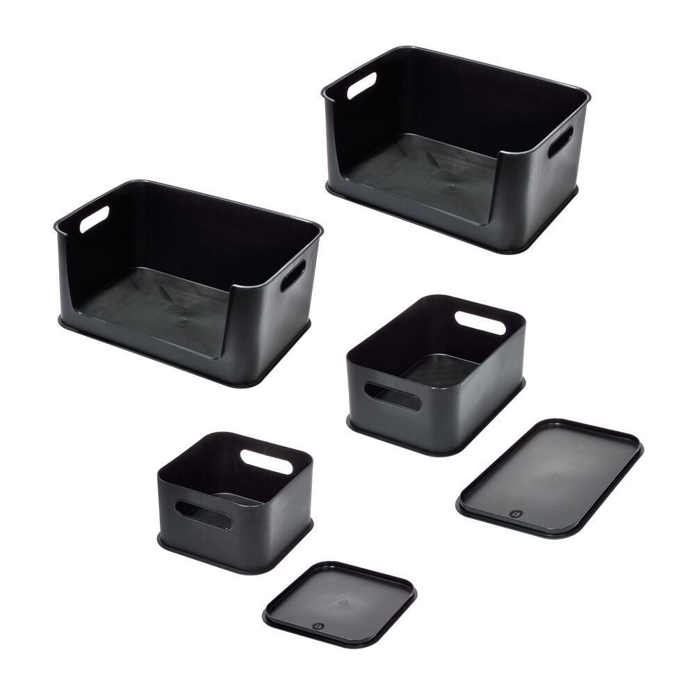 iDesign Eco Garage Storage Starter Set. Made from Recycled Plastic. Set of 6. Matte Black - Image 2