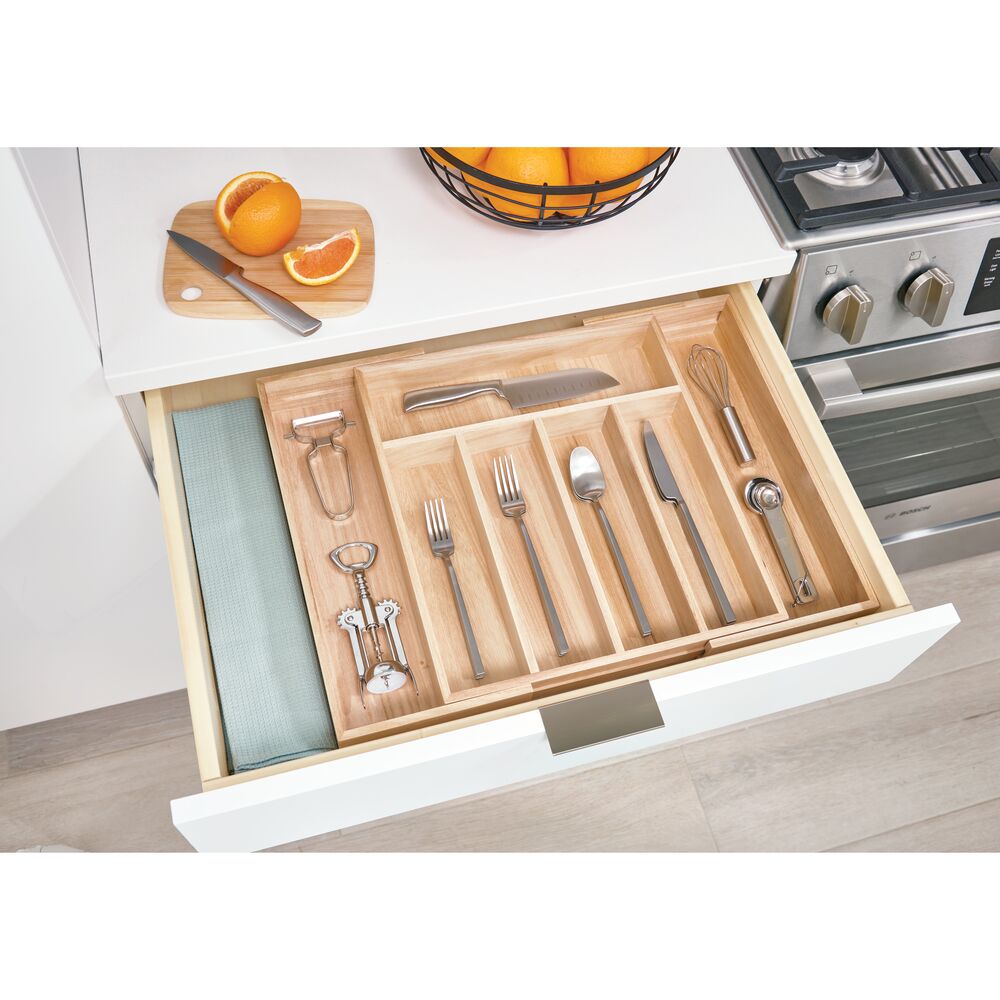 iDesign EcoWood Natural Paulownia Wood Expandable Flatware and Cutlery Tray - Image 5