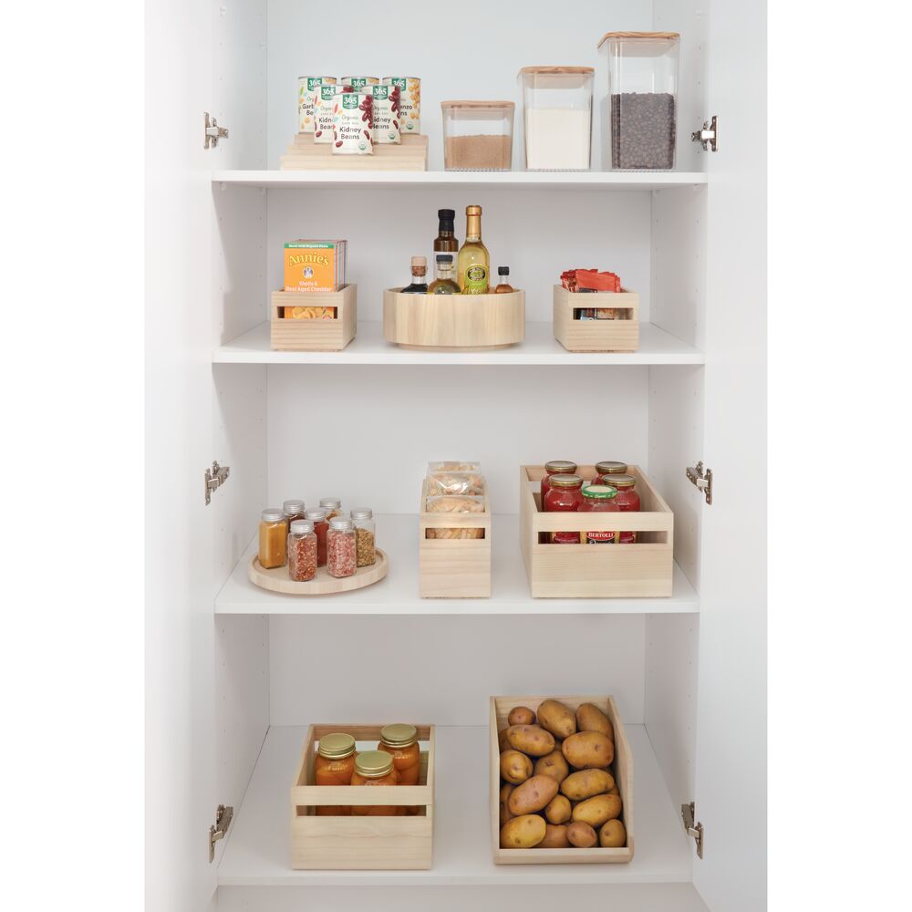 iDesign EcoWood Natural Paulownia Wood Open Front Storage Bin - Image 5