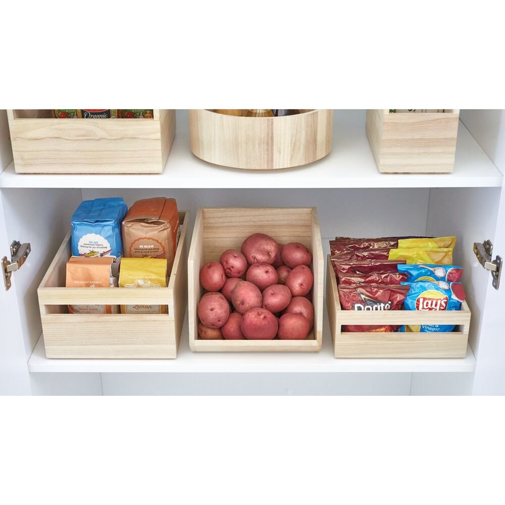 iDesign EcoWood Natural Paulownia Wood Open Front Storage Bin - Image 6