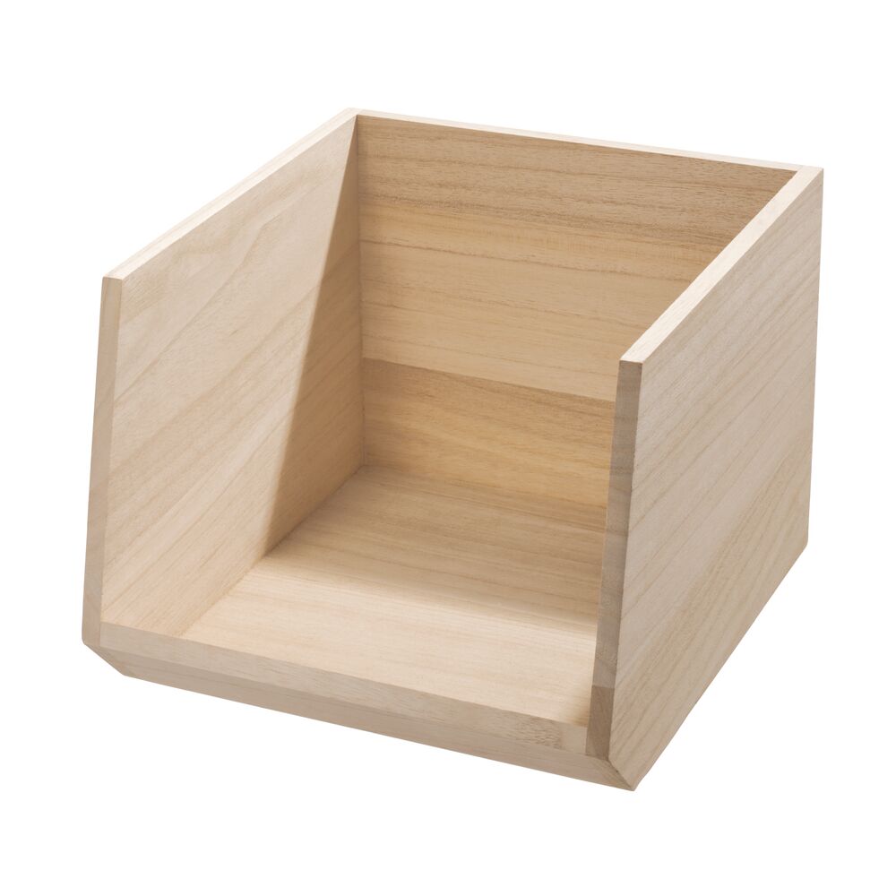 iDesign EcoWood Natural Paulownia Wood Open Front Storage Bin - Image 4
