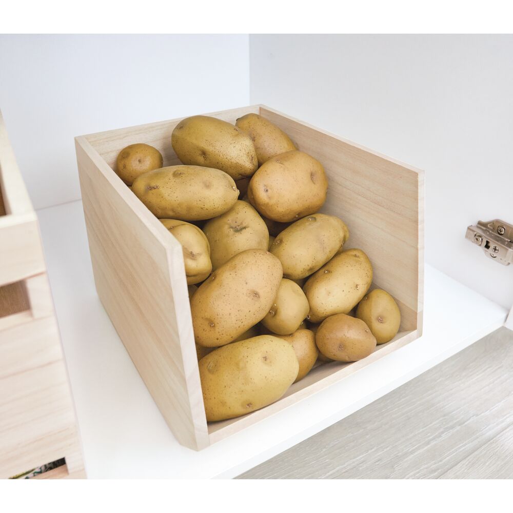 iDesign EcoWood Natural Paulownia Wood Open Front Storage Bin - Image 3