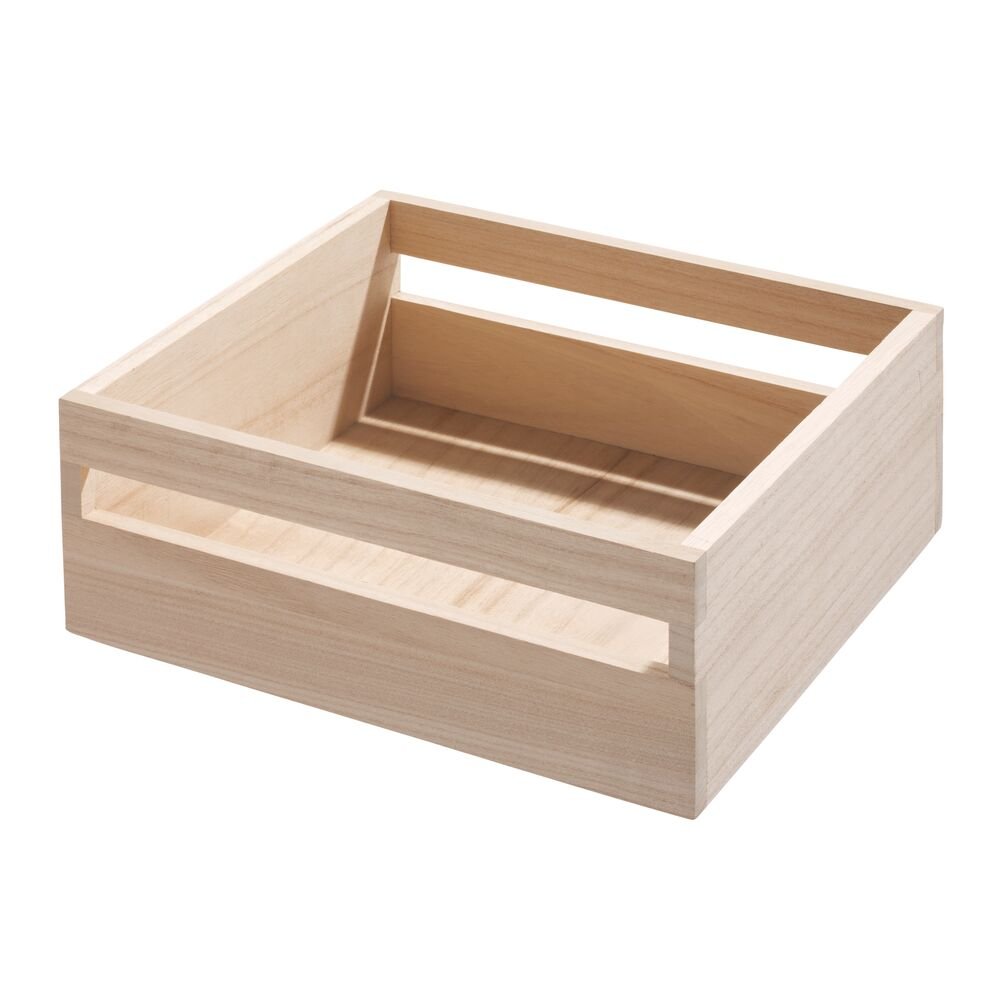 iDesign EcoWood Natural Paulownia Wood Storage Bin with Handles - Image 2