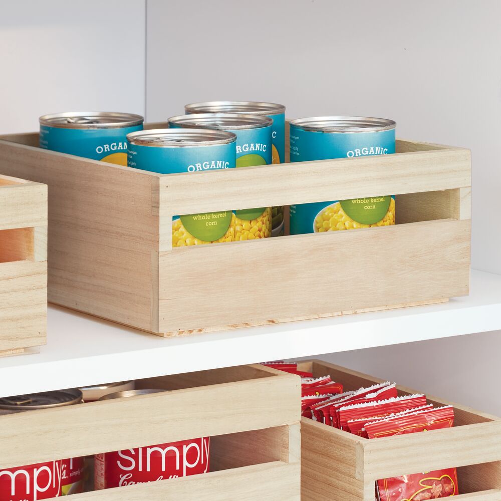 iDesign EcoWood Natural Paulownia Wood Storage Bin with Handles - Image 3