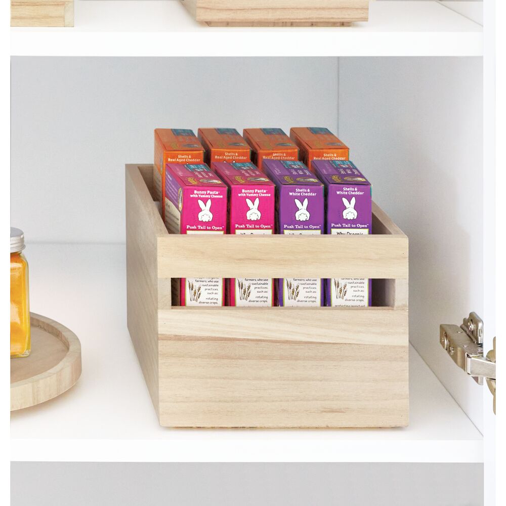 iDesign EcoWood Natural Paulownia Wood Storage Bin with Handles - Image 3