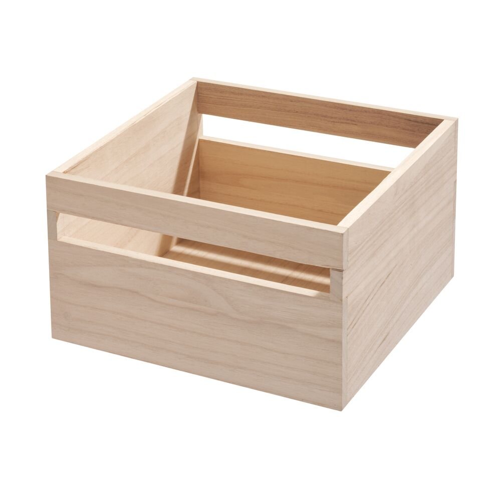 iDesign EcoWood Natural Paulownia Wood Storage Bin with Handles - Image 2