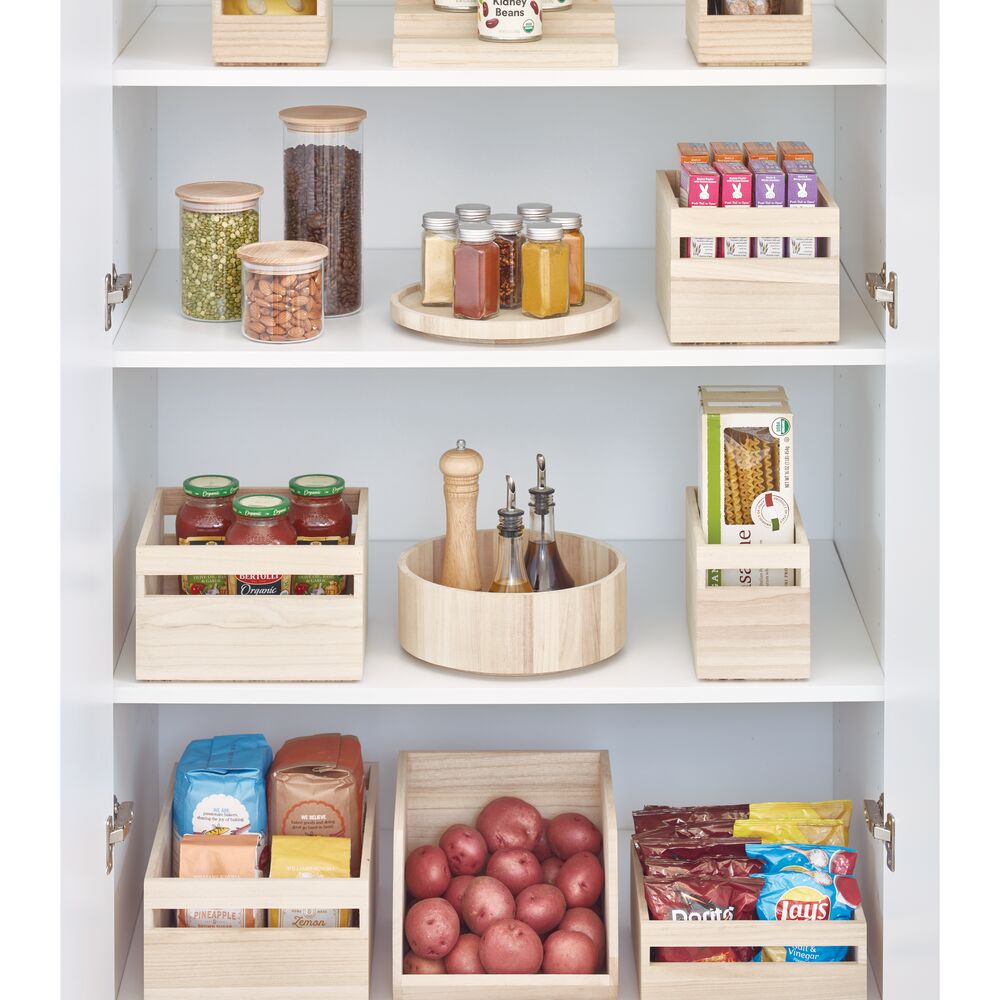 iDesign EcoWood Natural Paulownia Wood Storage Bin with Handles - Image 3