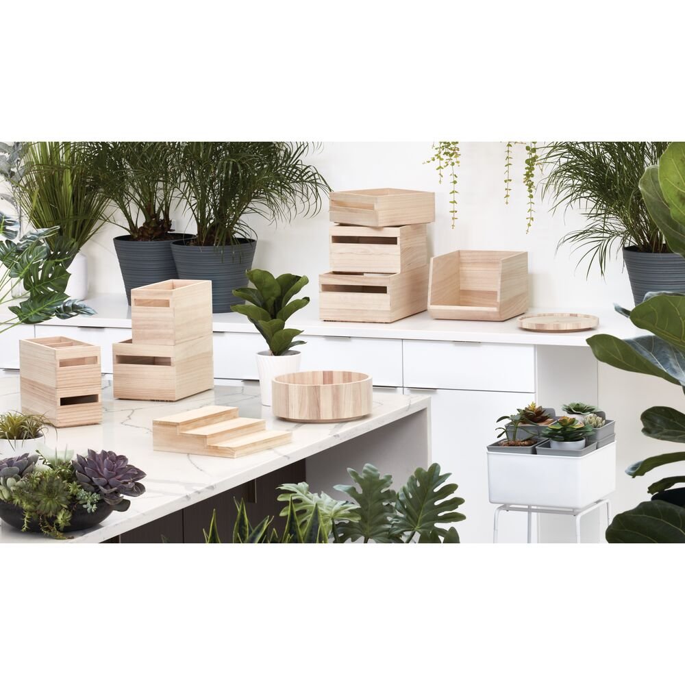 iDesign EcoWood Natural Paulownia Wood Storage Bin with Handles - Image 4