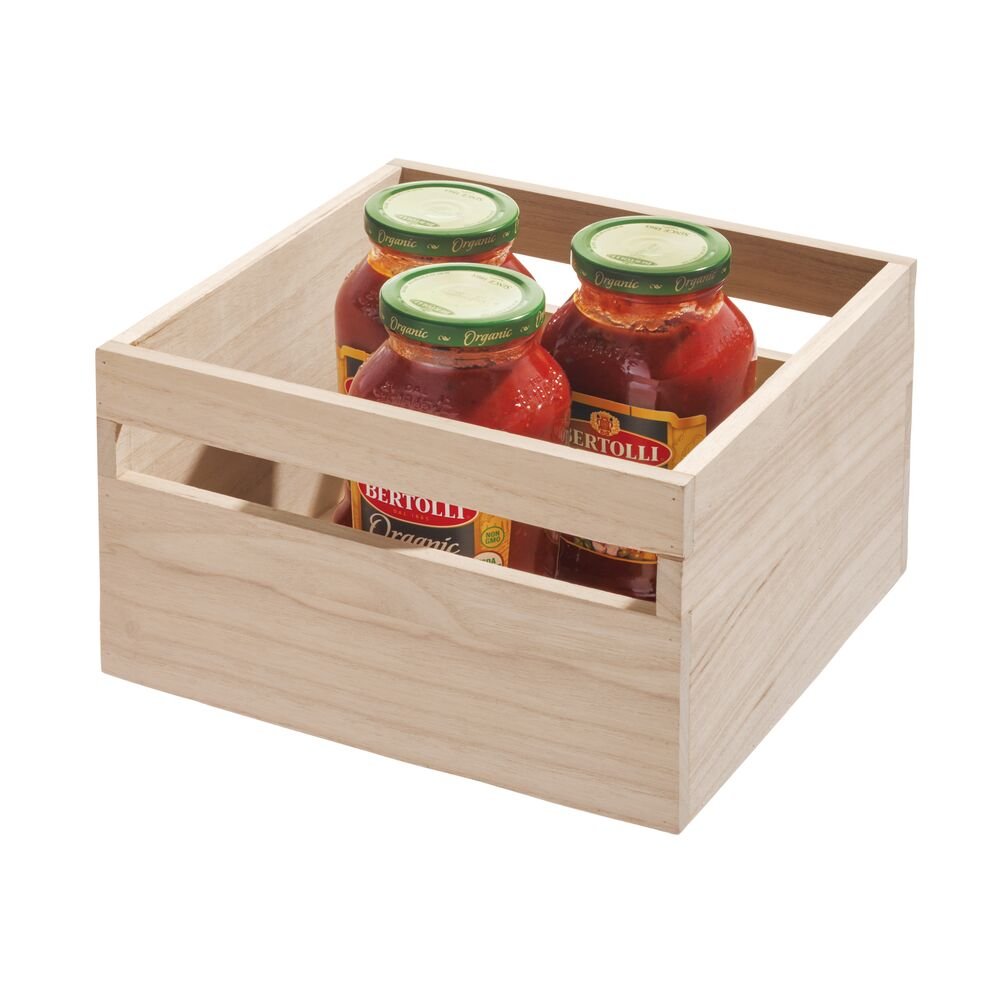 iDesign EcoWood Natural Paulownia Wood Storage Bin with Handles - Image 5