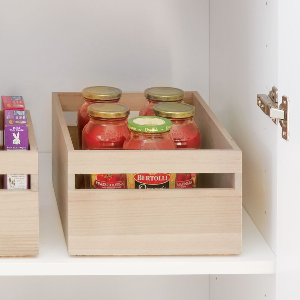 iDesign EcoWood Natural Paulownia Wood Storage Bin with Handles - Image 3