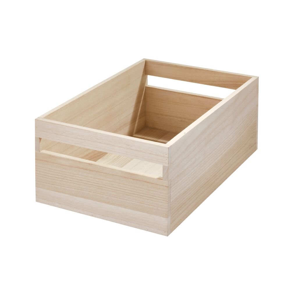 iDesign EcoWood Natural Paulownia Wood Storage Bin with Handles - Image 2