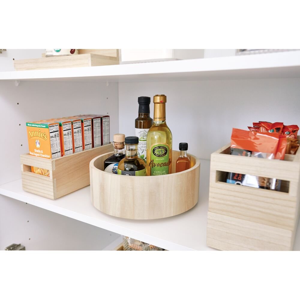 iDesign EcoWood Natural Paulownia Wood Tall Turntable Organizer - Image 3