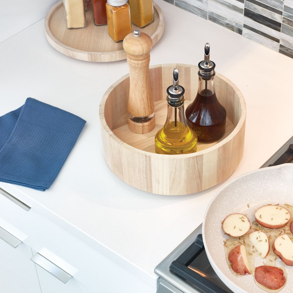 iDesign EcoWood Natural Paulownia Wood Tall Turntable Organizer - Image 6