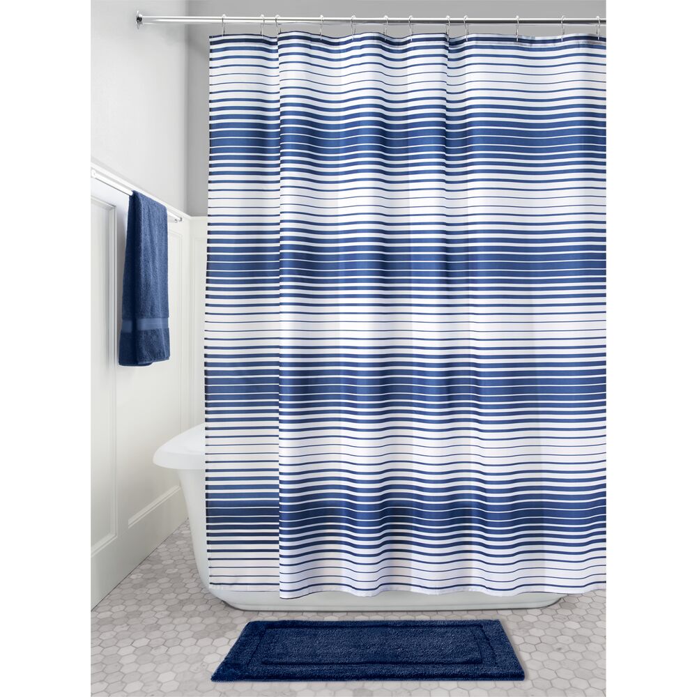 iDesign Enzo Shower Curtain 72 x 72 in Navy and White - Image 2