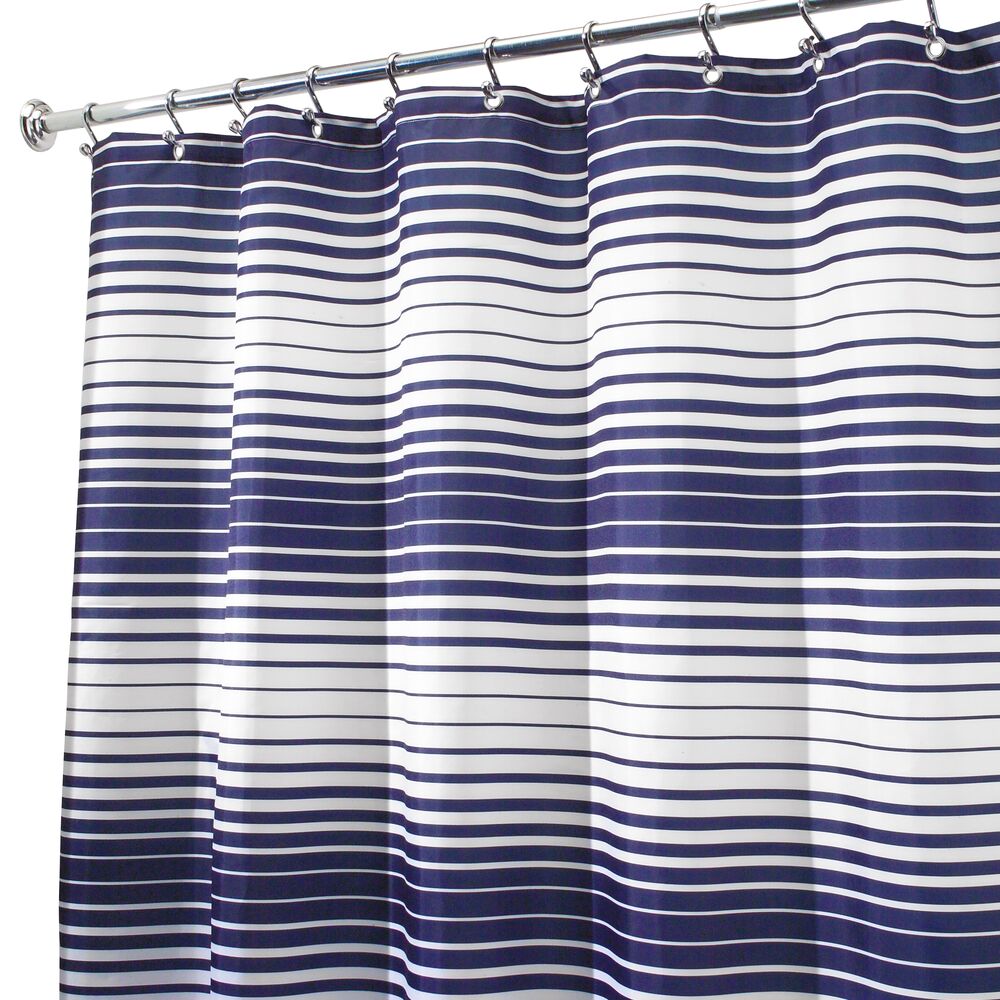 iDesign Enzo Shower Curtain 72 x 72 in Navy and White