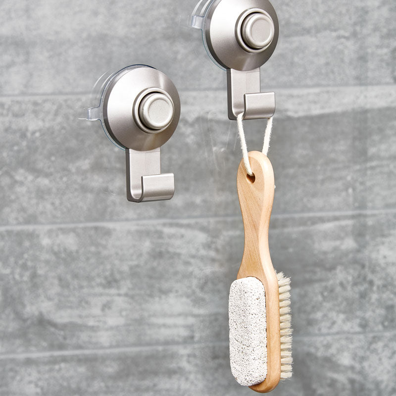 iDesign Everett Push Lock Shower Suction Single Hook. Set of 2. Satin - Image 3