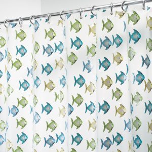 iDesign Fishy PEVA Shower Curtain 72 x 72 in Blue and Green