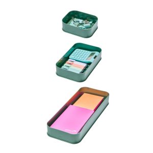 iDesign Fresnel Recycled Plastic Organizer Bins in Moss - 3 Piece Set