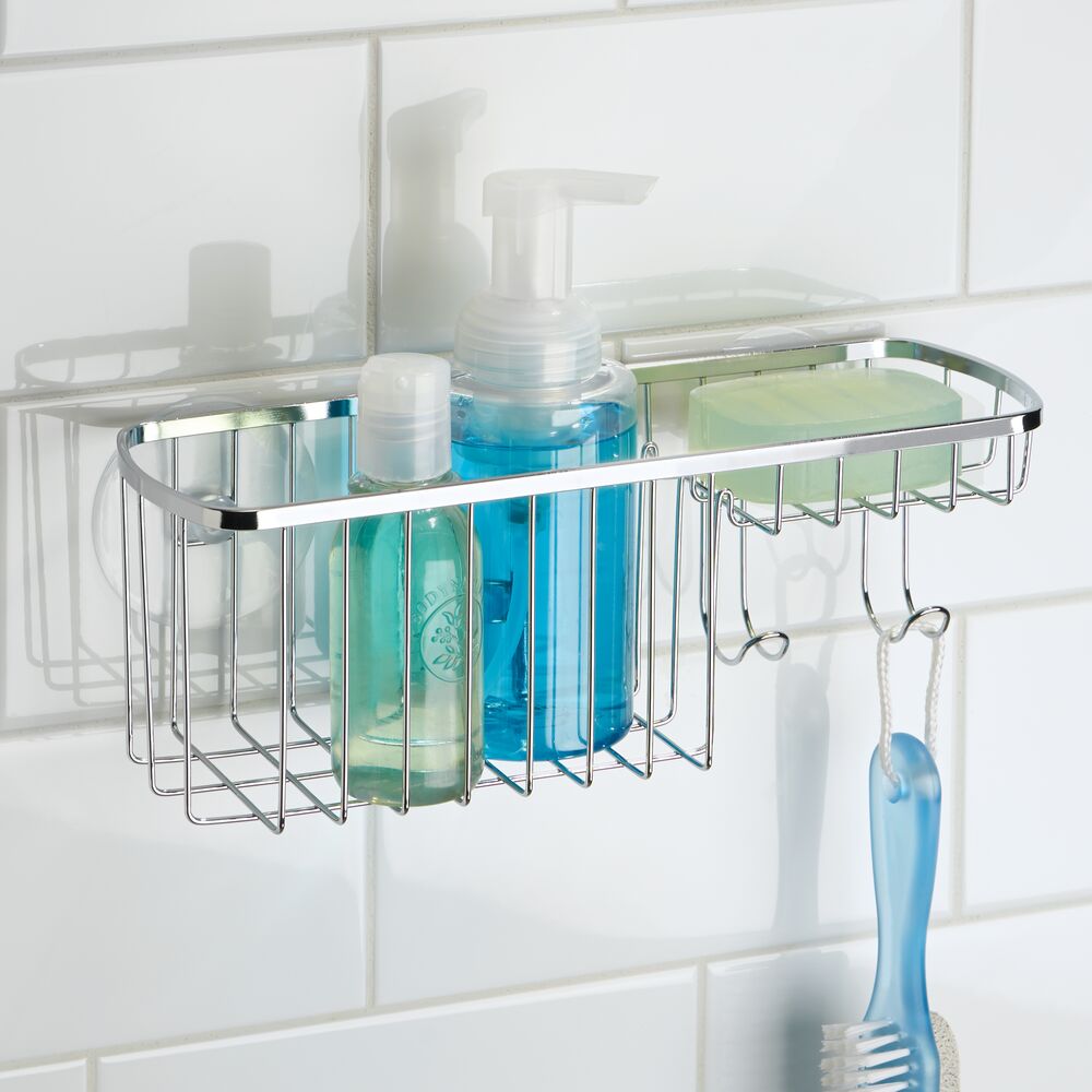 iDesign Gia Shower Suction Combo Basket in Chrome - Image 3