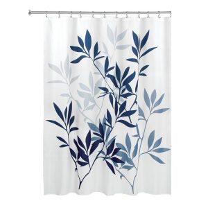 iDesign Leaves Shower Curtain 72 x 72 in Navy and Slate Blue