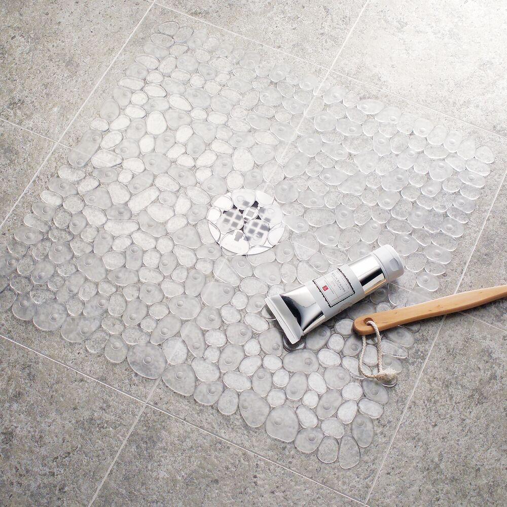 iDesign Pebblz Square Shower Mat in Clear - Image 3