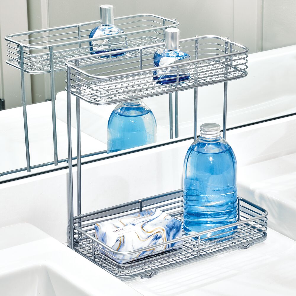 iDesign Vienna 2-Tier Rectangular Shelf in Silver - Image 3