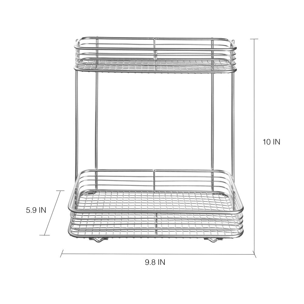 iDesign Vienna 2-Tier Rectangular Shelf in Silver - Image 5