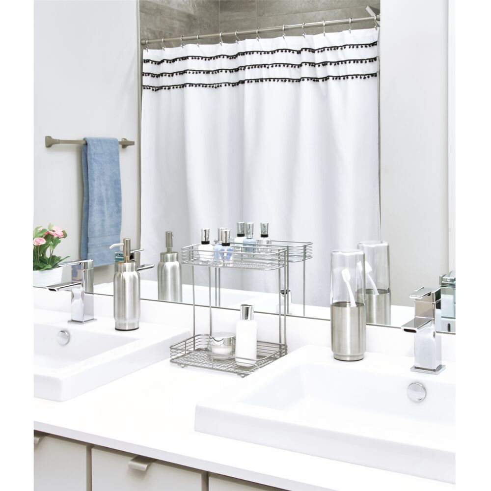 iDesign Vienna 2-Tier Rectangular Shelf in Silver - Image 4