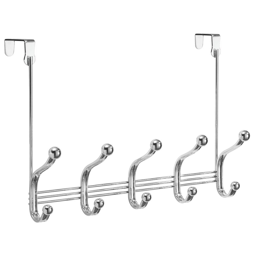 iDesign York Lyra Over the Door Rack. 5 Hooks in Chrome - Image 2