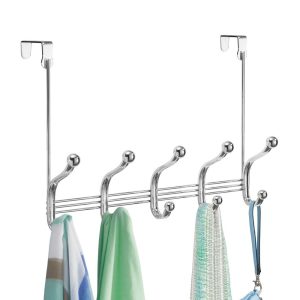iDesign York Lyra Over the Door Rack. 5 Hooks in Chrome