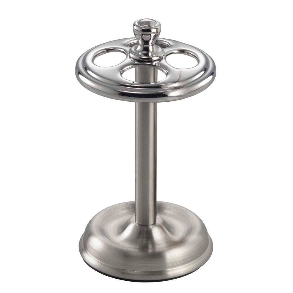 iDesign York Steel Divided Toothbrush Stand. Brushed and Chrome - Image 2