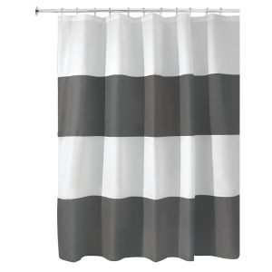 iDesign Zeno Shower Curtain 72 x 72 in Charcoal and White
